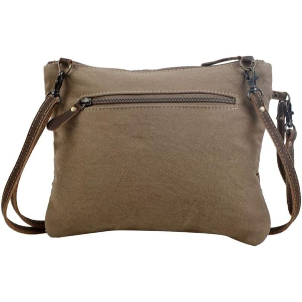 Laced Small Cross-Body Bag Cotton Leather Upcycled Women Stylish Organizer - Picture 3 of 7